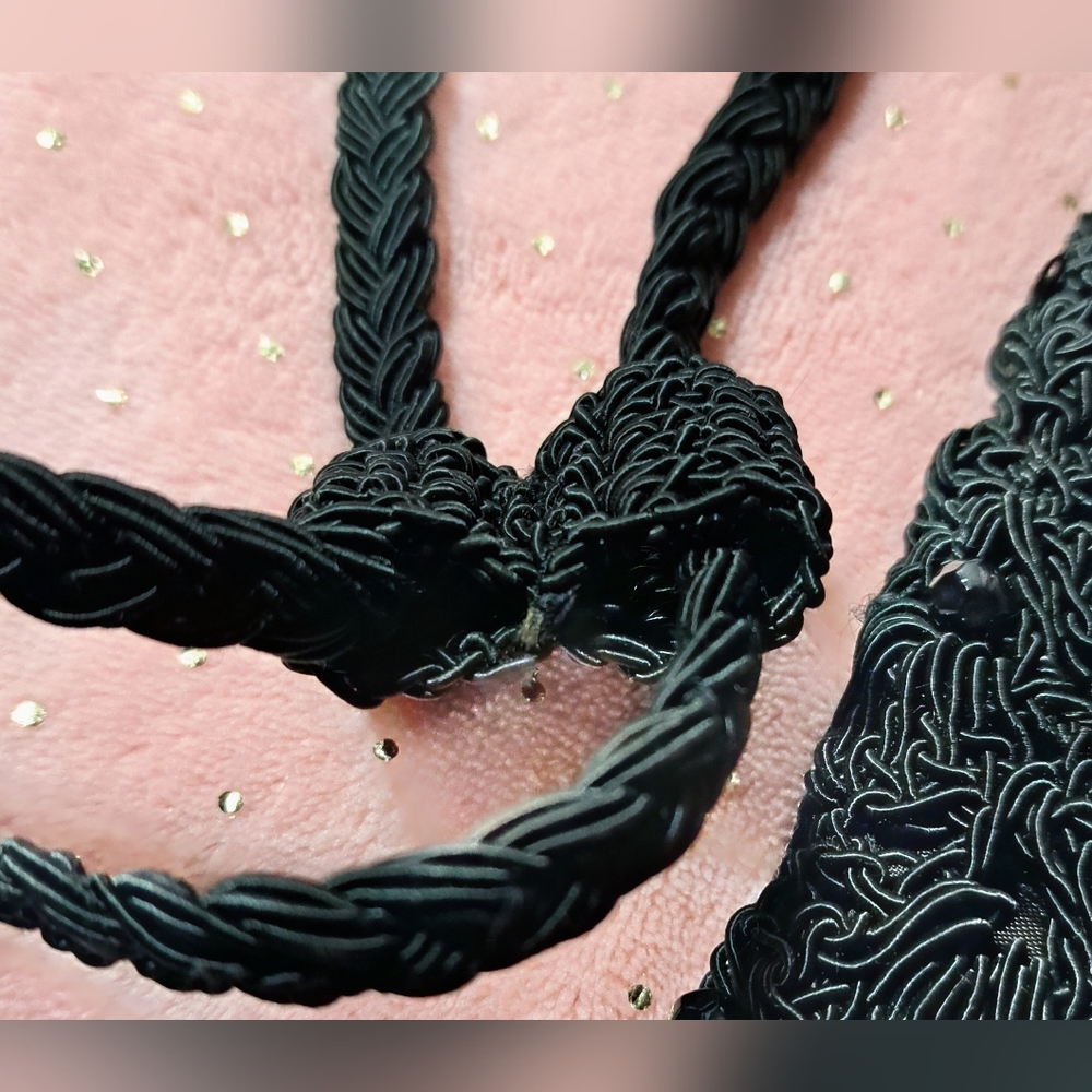 Black Crocheted Backpack Drawstring Bag Nwot - image 7